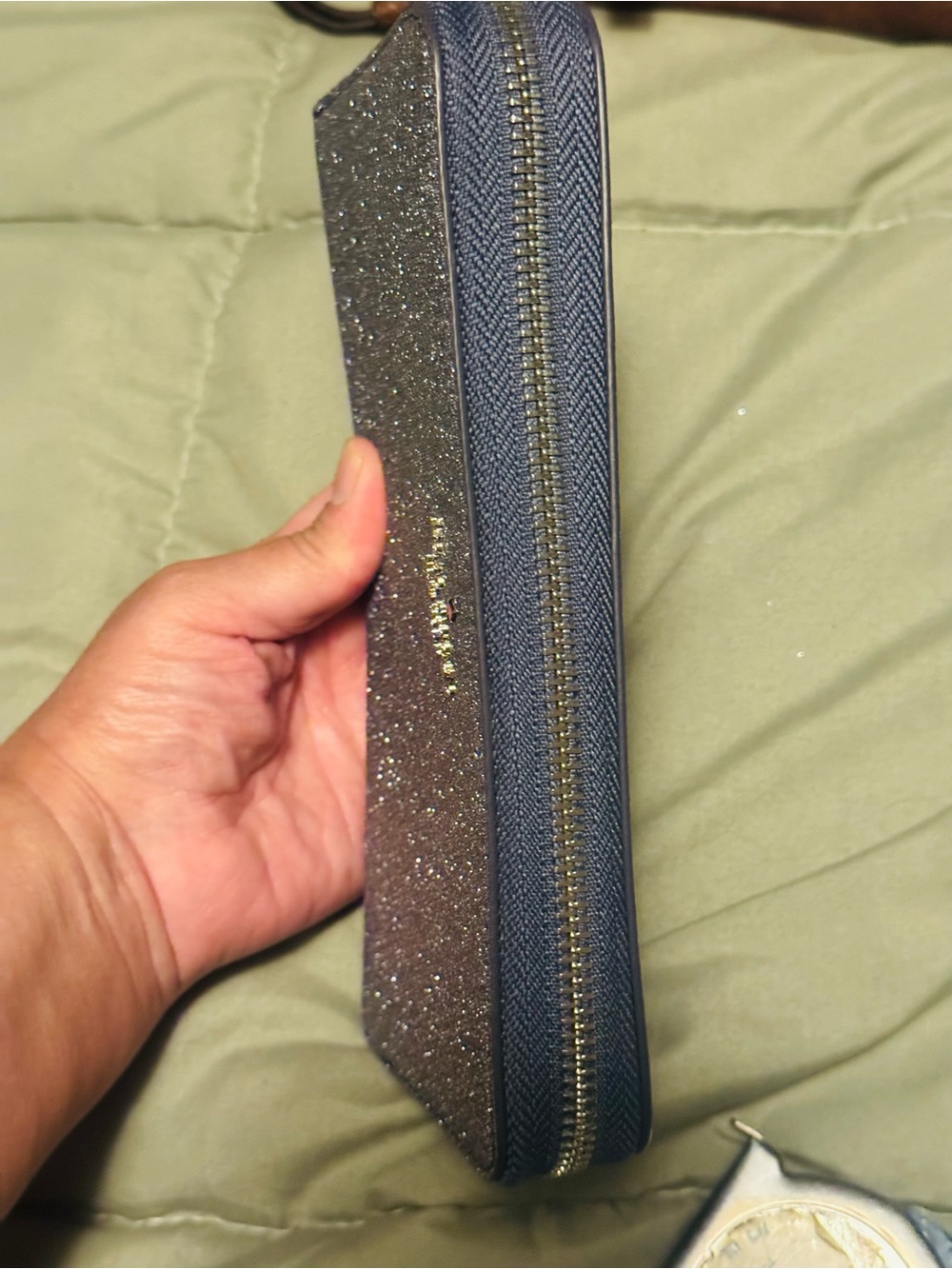 BEAUTIFUL Kate Spade Silver/ Gray glitter Zip-around longClutch /wallet NWOT - Picture 14 of 16